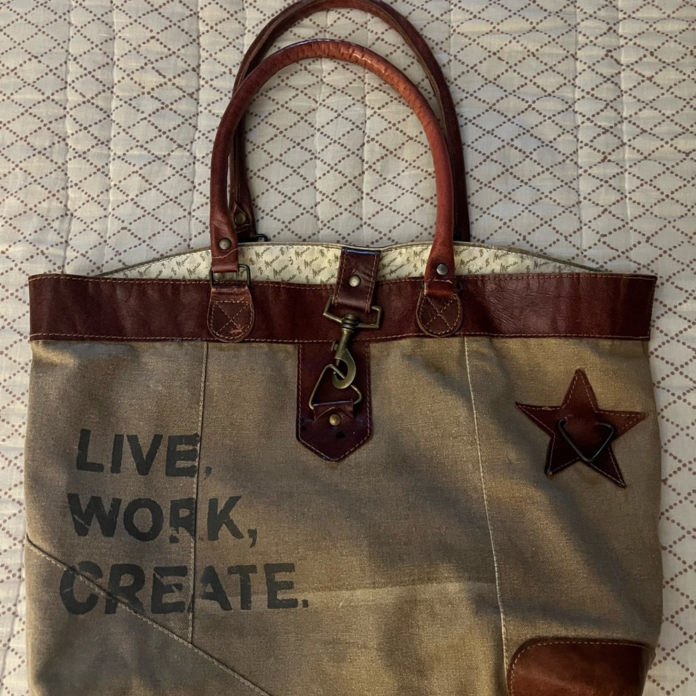 Canvas/faux leather tote/handbag